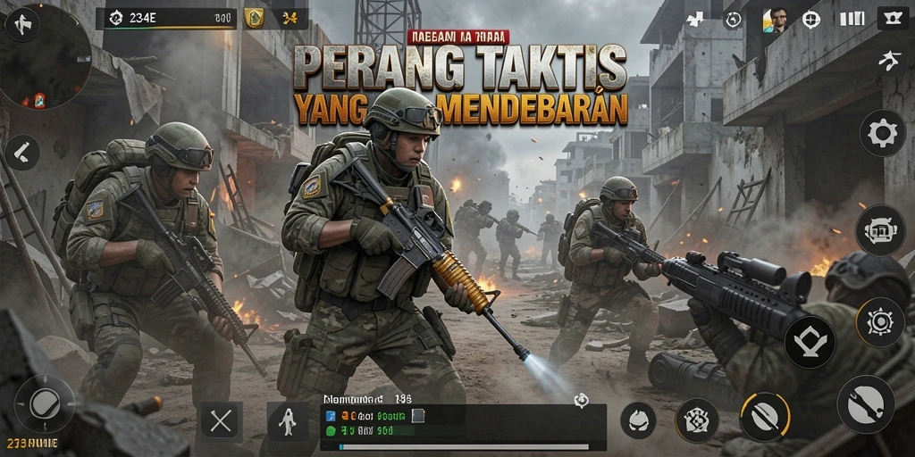 Tampilan gameplay 234E yang menarik dalam pertempuran TPS.