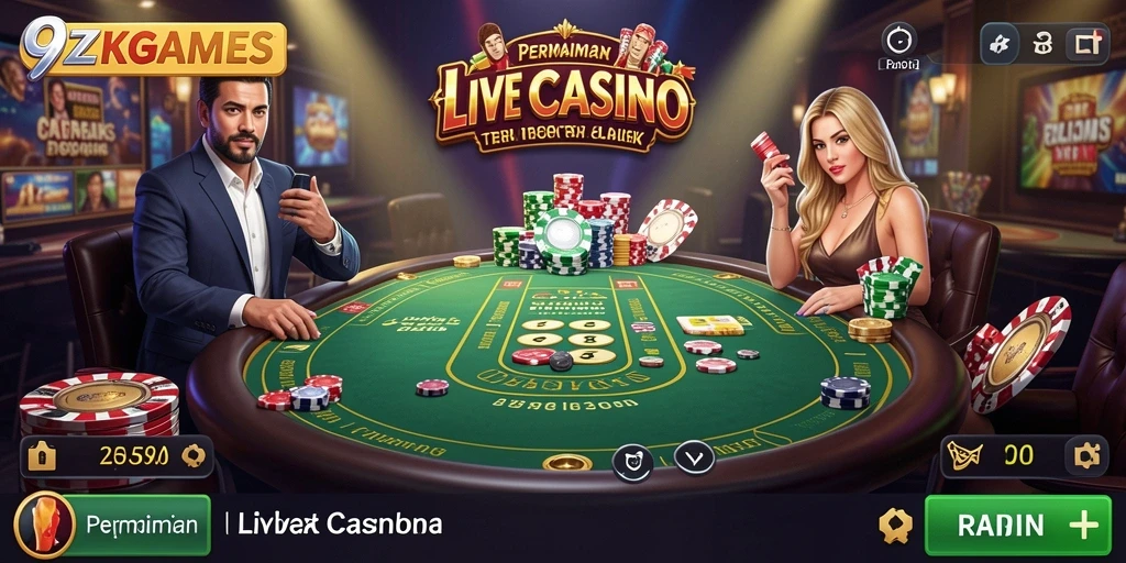 Screenshot utama dari <strong>9ZKGAMES</strong> yang menunjukkan gameplay Live Casino yang mendebarkan.