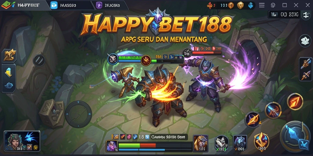 Screenshot utama menampilkan karakter dalam pertarungan seru di HAPPYBET188.