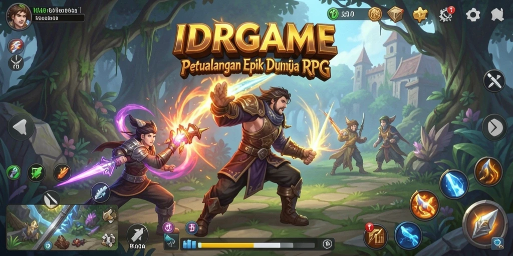 Tampilan gameplay <strong>IDRGAME</strong> yang menampilkan pertarungan seru dan eksplorasi dunia.