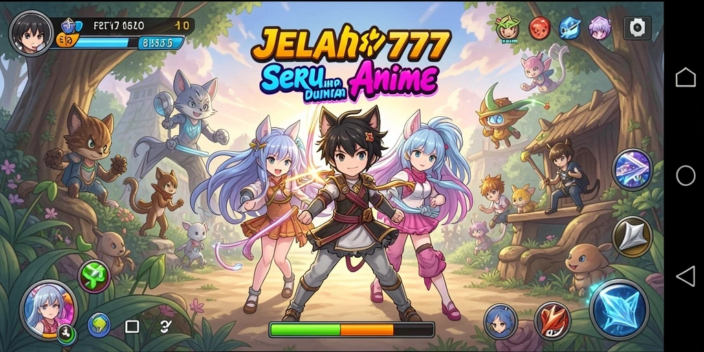 Tampilan dinamis dengan karakter anime dalam aksi.