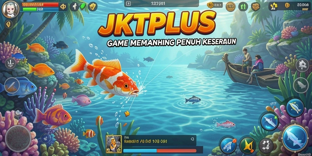 Gameplay JKTPLUS menampilkan aktivitas memancing yang seru dan menantang.