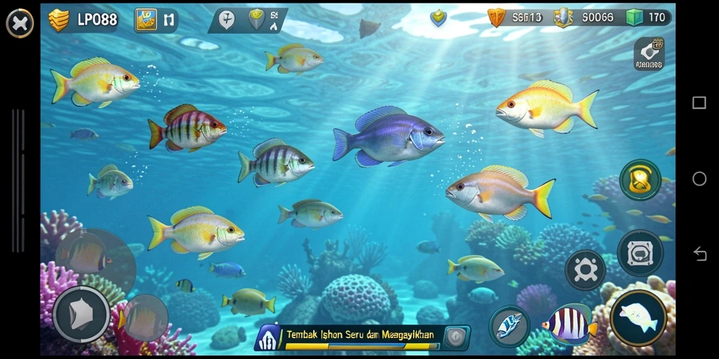 Tampilan gameplay seru dalam LPO88 dengan berbagai ikan menunggu untuk ditembak.