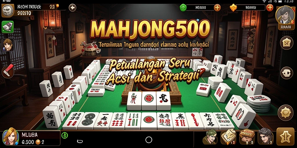 Tangkapan layar utama gameplay <strong>MAHJONG500</strong> menampilkan aksi mendebarkan dan tantangan strategis.