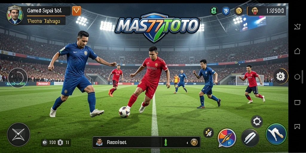 Screenshot menunjukkan aksi seru dalam pertandingan sepak bola.