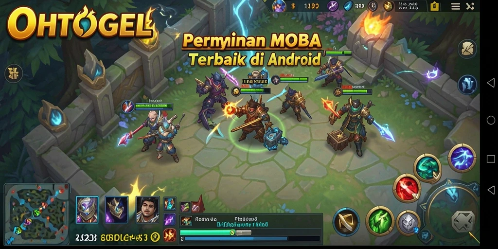 Tampilan gameplay seru OHTOGEL dalam pertempuran MOBA.