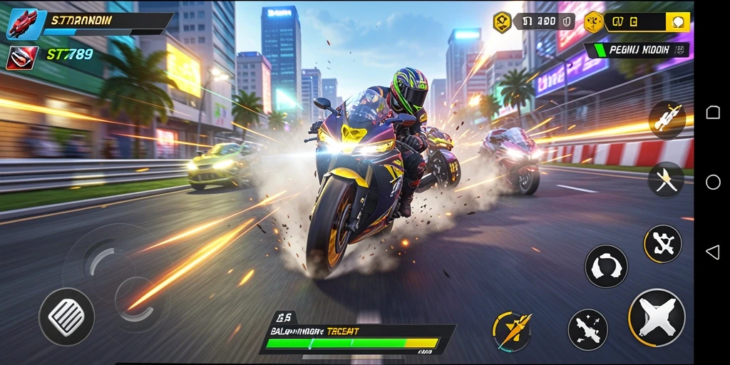 Gameplay ST789 yang seru dan penuh kecepatan balap motor.