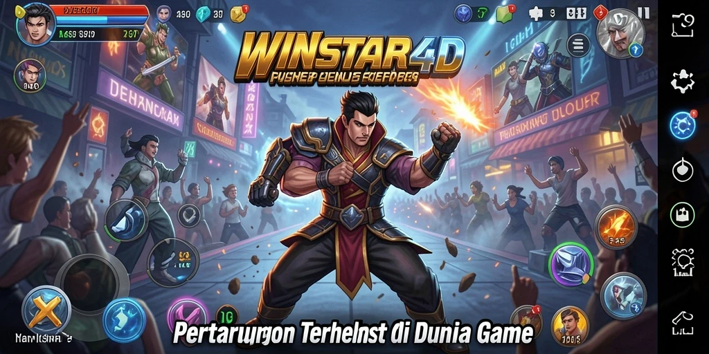 Screenshot gameplay WINSTAR4D menampilkan aksi pertarungan yang seru.